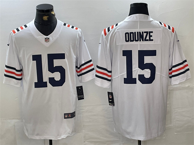 Men's Chicago Bears #15 Rome Odunze White 2024 Draft Vapor Stitched Football Jersey